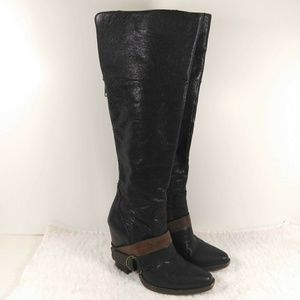 Steve Madden Black Brown Knee High Boots Size 6.5B